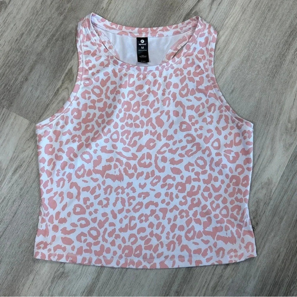 Women’s 90 Degree by Reflex Pink & White Leopard Print Athletic Performance Tank - Picture 1 of 3